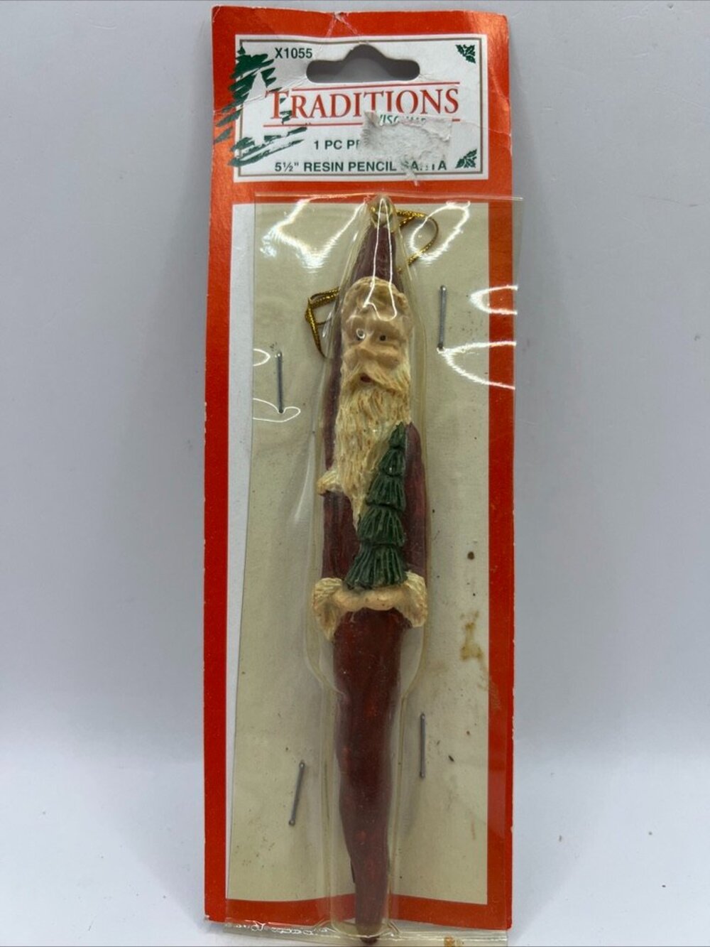 Vintage Pencil Santa Resin 5.5" Traditions New Ornament Icicle